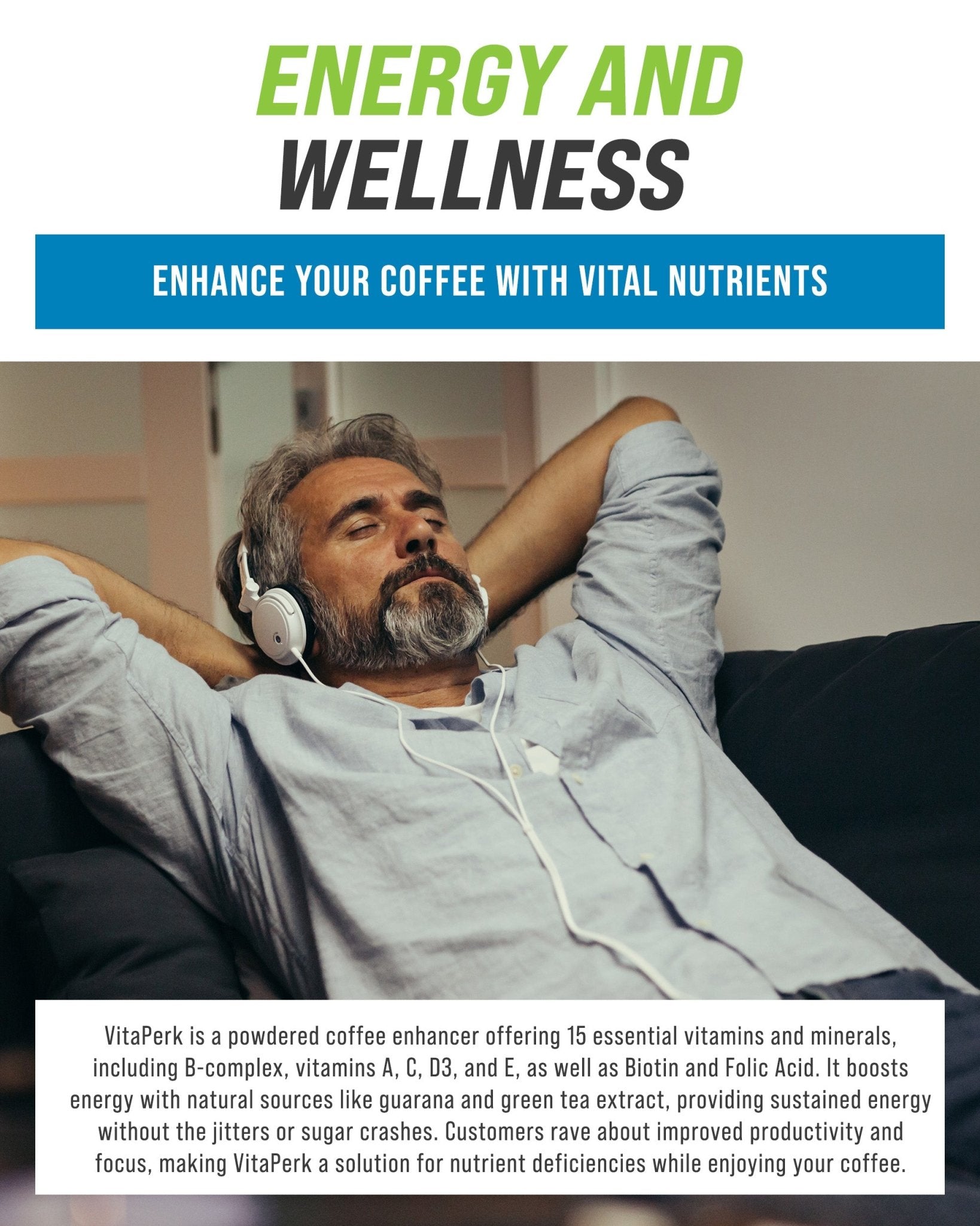 Flavorless Energy Drink Powder - VitaPerk Coffee Booster - VitaPerk