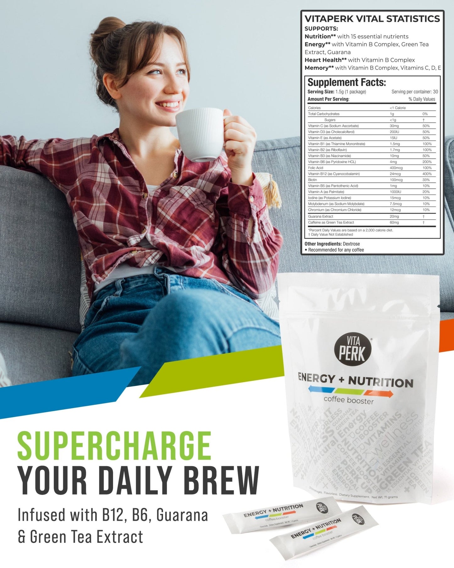VitaPerk single serve stickpack portable coffee vitamin supplement