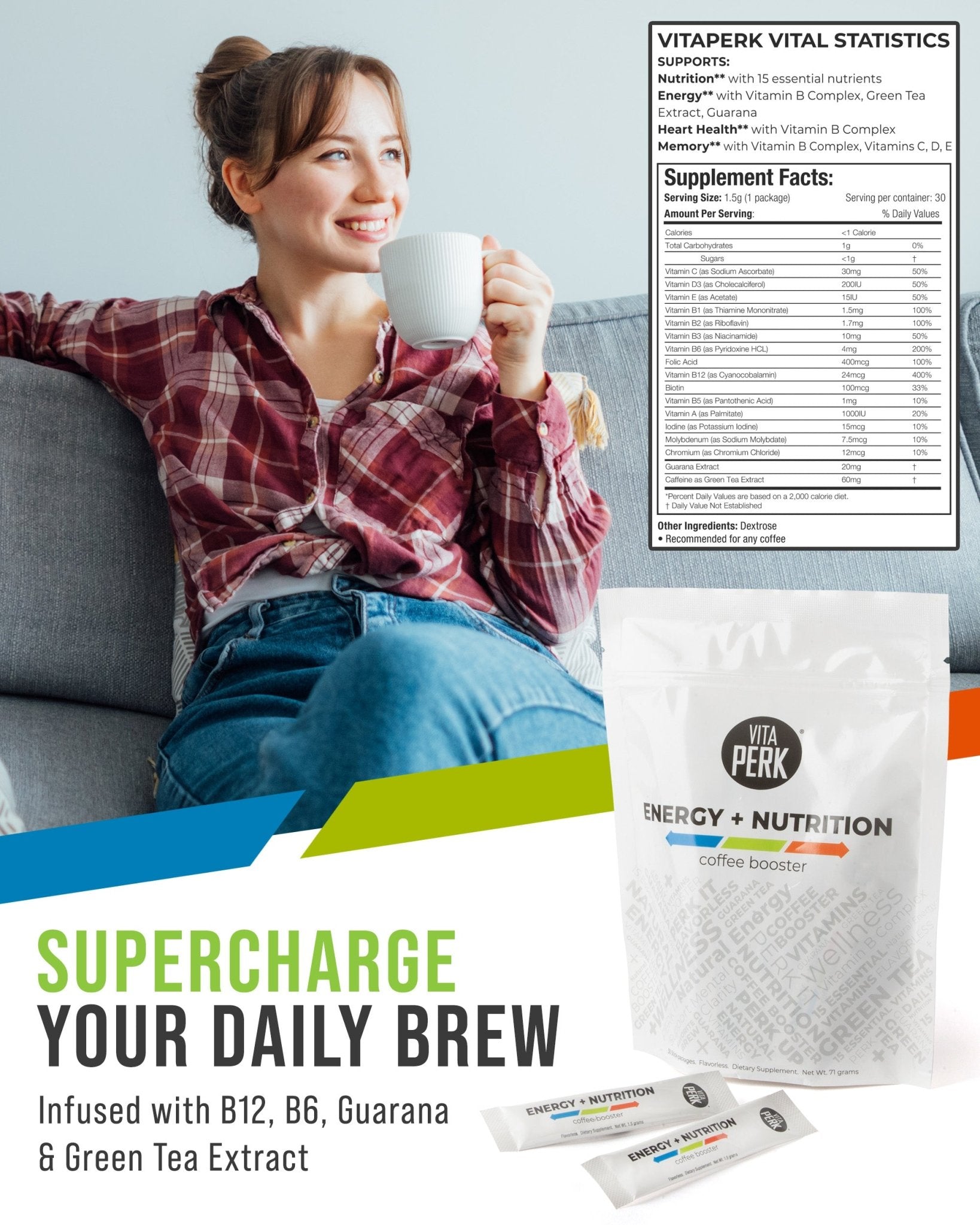 VitaPerk single serve stickpack portable coffee vitamin supplement